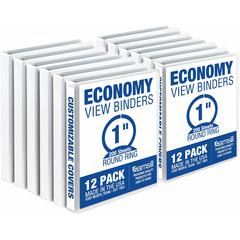 Samsill Economy View Binder - 1" Binder Capacity - Letter - 8 1/2" x 11" Sheet Size - 100 Sheet Capacity - 3 Ring - Fastener: Round Ring - Pocket: 2, Internal - Polypropylene, Chipboard, Plastic - Whi
