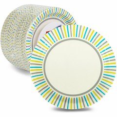 Genuine Joe 7" Printed Paper Plates - Disposable - 7" Diameter - Assorted - 125 / Pack