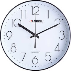 Lorell 12" Round Quiet Wall Clock - Analog - Quartz - Black Case