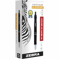 Zebra SARASA dry X1 Retractable Gel Pen - Retractable - Black Ink - Dry, Gel-based - 1 Dozen