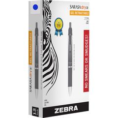 Zebra SARASA dry X1 Retractable Gel Pen - Retractable - Blue Ink - Dry, Gel-based - 1 Dozen
