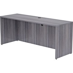 Lorell Essentials Series Credenza Shell - 29.5" Height x 70.9" Width x 23.6" Depth - Laminate, Weathered Charcoal Table Top - Modesty Panel, Grommet, Durable, Adjustable Floor Guide - 1 Each