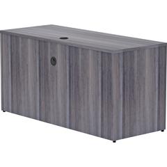 Lorell Essentials Series Credenza Shell - 29.5" Height x 60" Width x 24" Depth, 1" Thickness Top - Laminate, Weathered Charcoal Table Top - Modesty Panel, Grommet, Durable, Adjustable Floor Guide - 1 