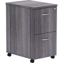 Lorell Essentials Series File/File Mobile File Cabinet - 28.3" Height x 16" Width x 22" Depth - Total Drawer(s): 2 - Finish: Weathered Charcoal, Laminate - Dual Wheel Caster, Durable, Built-in Hangrai