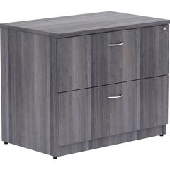 Lorell Essentials Series Lateral File - 29.5" Height x 35" Width x 22" Depth, 1" Thickness Top - Total Drawer(s): 2 - Finish: Weathered Charcoal, Laminate - Durable, Ball Bearing Glide, Locking System