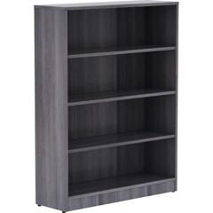 Lorell Laminate Bookcase - 4 Shelf(ves) - 48" Height x 36" Width x 12" Depth - Sturdy, Adjustable Shelf, Square Corner, Adjustable Feet - Weathered Charcoal - Thermally Fused Laminate - 1 Each