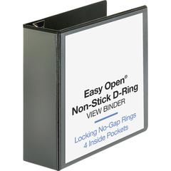 Business Source Locking D-Ring View Binder - 4" Binder Capacity - Letter - 8 1/2" x 11" Sheet Size - 775 Sheet Capacity - D-Ring Fastener(s) - 4 Inside Front & Back Pocket(s) - Polypropylene, Chipboar