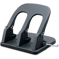 Business Source Adjustable Three-hole Punch - 3 Punch Head(s) - 100 Sheet - Die-cast Metal - 10.2" Width x 10.4" Depth x 6.2" Height - Black