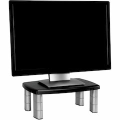 3M Premium Adjustable Monitor Stand - Up to 21" Screen Support - 80 lb Load Capacity - CRT, LCD Display Type Supported - 5.80" Height x 12" Width - Freestanding - Polystyrene - Black, Silver