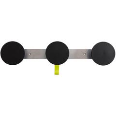 Alba Triple Metal Wall Coat Peg - 3 Hooks - 66.14 lb (30 kg) Capacity - 1.4" Height x 4.3" Width - for Coat, Clothes - Metal - Silver, Black, Metallic Gray - Powder Coated - 1 Each