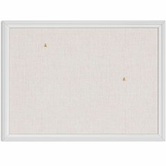 U Brands Linen Bulletin Board - 17" Board Height x 23" Board Width - Tan Cork Surface - Self-healing, Durable, Mounting System - White Wood Frame - 1 Each