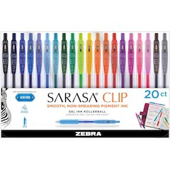 Zebra Pen SARASA Clip Retractable Gel Pen - Retractable - Water Based - 20 / Pack