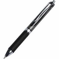 Integra Retractable Gel Ink Pen - Retractable - Black Ink - Gel-based - Black Barrel - Metal Tip - 1 Dozen