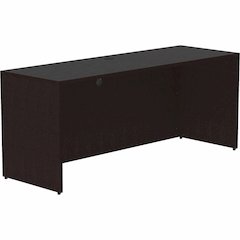 Lorell Essentials Series Credenza Shell - 29.5" Height x 70.9" Width x 23.6" Depth - Finish: Espresso, Silver Brush - Grommet, Adjustable Feet, Durable, Laminated, Cam Lock, Cord Management - 1 Each