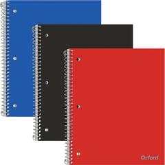Oxford 1-Subject Poly Notebook - 1 Subject(s) - 100 Sheets - Spiral Bound - Wide Ruled Front Ruling - 3 Hole(s) - 0.30" Height x 8.5" Width x 10.5" Length - Assorted Poly Cover - Pocket Divider, Snag 