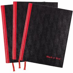 Black n' Red Casebound Hardcover Notebook 3-pack - Case Bound - 12" Height x 8.5" Width x 1.7" Length - Matte Cover - Hard Cover, Bleed Resistant, Ribbon Marker - 3 / Pack