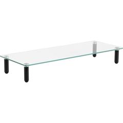 Lorell 4-leg Single-Shelf Monitor Stand - 44 lb Load Capacity - 1 x Shelf(ves) - 3" Height x 22" Width x 8.25" Depth - Desktop - Glass - Clear, Black