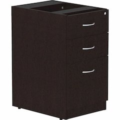 Lorell Essentials Series Box/Box/File Fixed File Cabinet - 28.3" Height x 16" Width x 22" Depth Pedestal - Finish: Espresso, Silver Brush - Durable, Laminated, Built-in Hangrail, File Drawer, Dual Whe