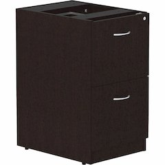 Lorell Essentials Series File/File Fixed File Cabinet - 28.3" Height x 16" Width x 22" Depth Pedestal - Finish: Espresso, Silver Brush - Durable, Laminated, Built-in Hangrail, File Drawer, Dual Wheel 