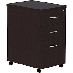 Lorell Essentials Series Box/Box/File Mobile File Cabinet - 28.3" Height x 16" Width x 22" Depth Pedestal, 1" Thickness Top - Finish: Espresso, Silver Brush - Durable, Laminated, Built-in Hangrail, Fi