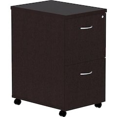 Lorell Essentials Series File/File Mobile File Cabinet - 28.3" Height x 16" Width x 22" Depth Pedestal - Finish: Espresso, Silver Brush - Durable, Laminated, Built-in Hangrail, File Drawer, Dual Wheel