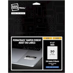 Avery&reg; PermaTrack Tamper-Evident Asset Tag Labels - 0.75" Length x 2" Width - Rectangular - Matte White - 240 / Pack