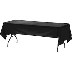 Genuine Joe Plastic Table Covers - 108" Length x 54" Width - Plastic - Black - 1 Pack
