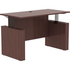 Lorell Essentials Series Sit-to-Stand Desk Shell - 0.1" Thickness Top, 49" Height x 60" Width x 29" Depth - Finish: Mahogany - Mahogany Laminate Table Top - 1 Each