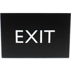 Lorell Exit Sign - 4.5" Width x 6.8" Height - Rectangular Shape - Surface-mountable - Easy Readability, Braille - Indoor - Plastic - Black - 1 Each