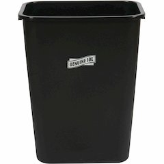Genuine Joe 41-Quart Wastebasket - 10.25 gal Capacity - Durable, Sturdy, Dent Resistant, Chip Resistant, Rust Resistant, Long Lasting - 19.9" Height x 9.4" Width x 15.2" Depth - Polyethylene - Black -
