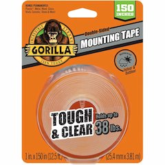 Gorilla Tough & Clear Mounting Tape - 12.50 ft Length x 1" Width - 1 Each - Clear