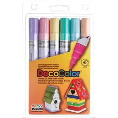 Marvy DecoColor Glossy Oil Base Paint Markers - Broad Marker Point - Pale Violet, Cream Yellow, Pale Blue, Pastel Peach, Peppermint, Blush Pink Oil Based, Pigment-based Ink - 6 / Set