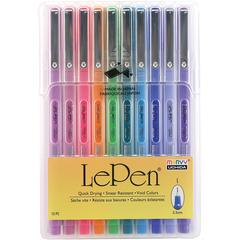 Marvy LePen Fineliner Pen Set - Micro Fine Pen Point - 0.3 mm Pen Point Size - Blue, Orange, Lavender, Pink, Light Blue, Light Green, Teal, Orchid, Periwinkle, Amethyst Water Based Ink - Blue, Orange,