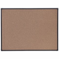 Universal Bulletin Board - 35.43" Board Height x 47.24" Board Width x 0.47" Board Depth - Brown Rubber, Cork Surface - Durable, Sleek Style, Heavy Duty, Sturdy - Black Aluminum Frame - 1 Each