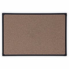 Universal Bulletin Board - 23.62" Board Height x 35.43" Board Width x 0.47" Board Depth - Brown Rubber, Cork Surface - Durable, Sleek Style, Heavy Duty, Sturdy - Black Plastic Frame - 1 Each