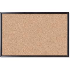 U Brands Cork Bulletin Board - 24" Board Height x 36" Board Width - Natural Cork Surface - Self-healing, Durable, Mounting System, Tackable, Sturdy - Black Wood Frame - 1 Each