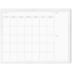 U Brands Magnetic Dry-Erase Monthly Calendar Board - 40" (3.3 ft) Width x 30" (2.5 ft) Height - White Painted Steel Surface - White Decor Frame - Rectangle - Horizontal - Magnetic - 1 Each