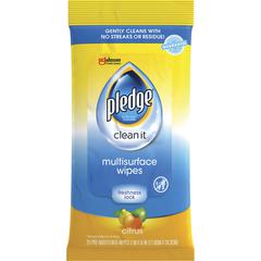 Pledge PH Balanced Multisurface Cleaner Wipes - For Multi Surface - Fresh Citrus Scent - pH Balanced - Blue - 25/Packet - 12 / Carton