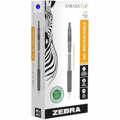 Zebra SARASA Clip Retractable Gel Pen - Retractable - Blue Ink - Water Based, Pigment-based, Gel-based - 1 Dozen