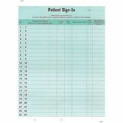 Tabbies Patient Sign-In Label Forms - 125 Sheet(s) - 11" x 8.50" Form Size - Letter - Green Sheet(s) - Paper - 125 / Pack
