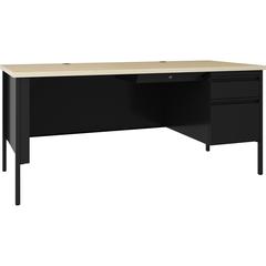 Lorell Fortress Series 66" Right-Pedestal Desk - 30" Height x 66" Width x 29.5" Depth, 0.8" Height Modesty Panel, 1.1" Thickness Top - Single Pedestal on Right Side - Square Edge - Material: Steel - F