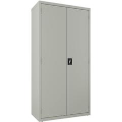Lorell Wardrobe Storage Cabinet - 36" x 18" x 72" - 2 x Shelf(ves) - Durable, Welded, Recessed Handle, Removable Lock, Locking System, Adjustable Shelf - Light Gray - Steel - Recycled