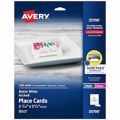 Avery&reg; Sure Feed Arched Tent Cards - 97 Brightness - Letter - 8 1/2" x 11" - 65 lb Basis Weight - 176 g/m² Grammage - Matte - Printable, Scratch Proof, Die-cut, Perforated, Print-to-the-edge,