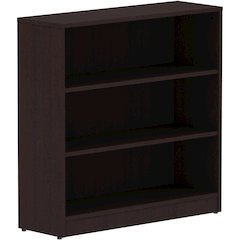 Lorell Laminate Bookcase - 36" Width x 12" Depth x 36" Height - 3 x Shelf(ves) - Laminated, Sturdy, Contemporary Style, Square Edge, Adjustable Shelf - Espresso - Medium Density Fiberboard (MDF), Lami