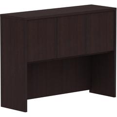 Lorell Essentials Series Stack-on Hutch with Doors - 36" Height x 48" Width x 15" Depth - 3 Door(s) - Finish: Espresso Laminate - 1 Each