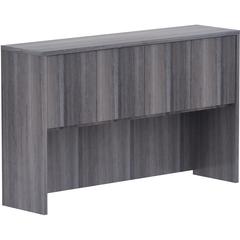 Lorell Essentials Series Stack-on Hutch with Doors - 36" Height x 60" Width x 15" Depth - 4 Door(s) - Finish: Weathered Charcoal Laminate - Cam Lock, Grommet, Cord Management, Durable - For Office - 1