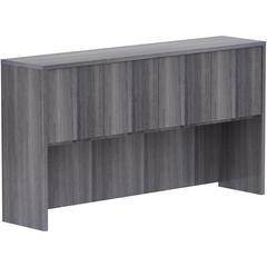 Lorell Essentials Series Stack-on Hutch with Doors - 36" Height x 66" Width x 15" Depth - 4 Door(s) - Finish: Weathered Charcoal Laminate - Back Panel, Cord Management, Grommet - For Office - 1 Each
