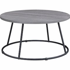 Lorell Accession Coffee Table - Round Top - Powder Coated Four Leg Base - 4 Legs - 200 lb Capacity x 1" Table Top Thickness x 31.50" Table Top Diameter - 16.75" Height - Assembly Required - Weathered 