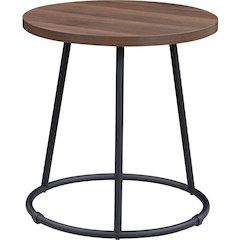 Lorell Accession End Table - Round Top - Powder Coated Four Leg Base - 4 Legs - 200 lb Capacity - 1" Table Top Thickness x 19" Table Top Diameter - 19.75" Height - Assembly Required - Walnut - Laminat