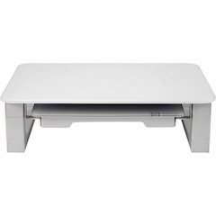 Quartet Monitor Riser with Glass Dry-Erase Board Desktop - 100 lb Load Capacity - 5" Height x 10" Width - Desktop - White - For Notebook, Monitor - Adjustable Leg, Non-skid, Sturdy, Accessory Tray